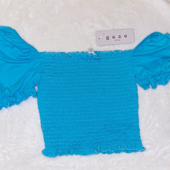 Gaze DTLA XS smocked puff sleeve top - Picture 3 of 4